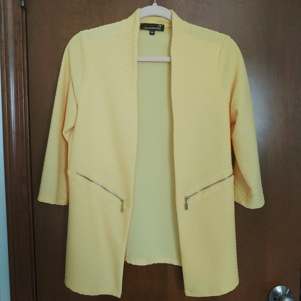Laura Petites Yellow Cardigan Open Front Sweater